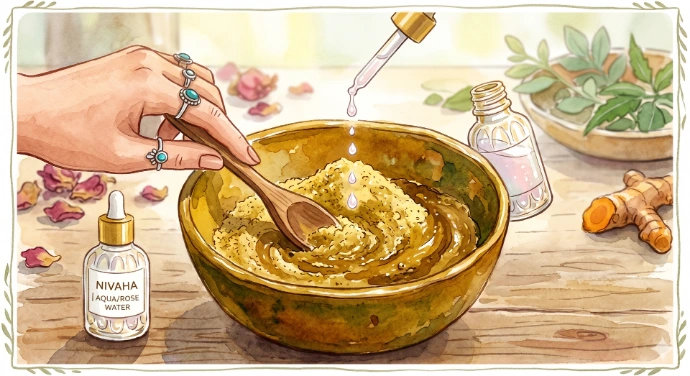 face powder being mixed in a bowl